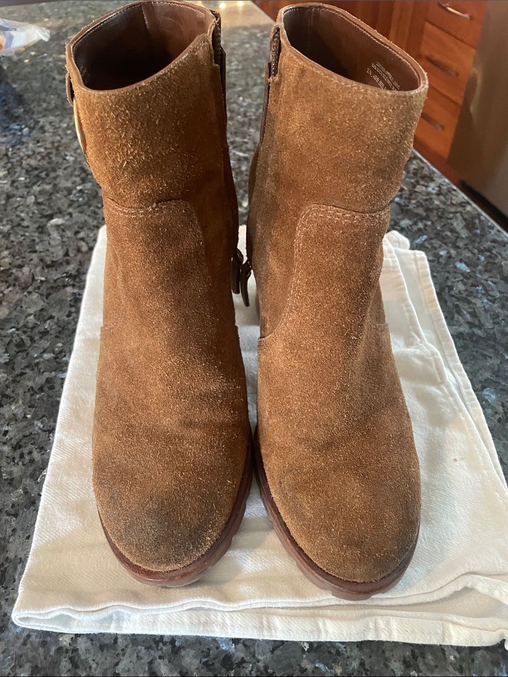 Tory Burch Brown Suede Ankle Boots 10M AS IS ( Note photos)